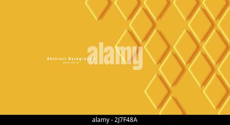 Geometrischer gelber Hintergrund mit Rautenfliesen, monochrome Volumenformen. Vektorgrafik Stock Vektor