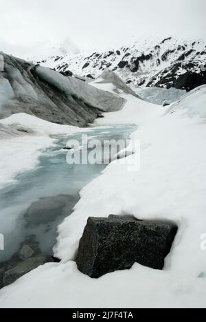 Der Mendenhall-Gletscher in der Nähe von Juneau ist ein beliebter Ort für Abenteuertourismus. Stockfoto