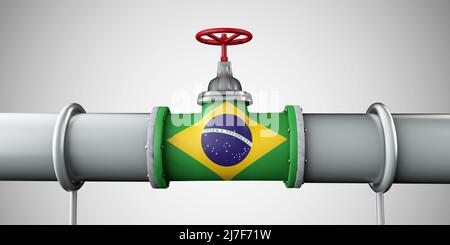 Öl- und Gaspipeline in Brasilien. Konzept der Ölindustrie. 3D Rendering Stockfoto