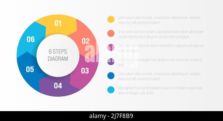 Modernes Infografik-Diagramm in sechs Schritten Stock Vektor
