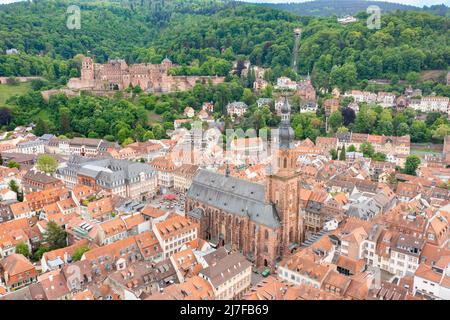 Heidelberger Schloss oder Schloss Heidelberg, Heilig-Geist-Kirche oder Heiliggeistkirche, Heidelberg, Deutschland Stockfoto