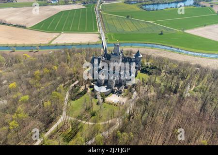 Blick auf eine gotische Wiederbelebung Schloss Marienburg in Niedersachsen, Deutschland Stockfoto