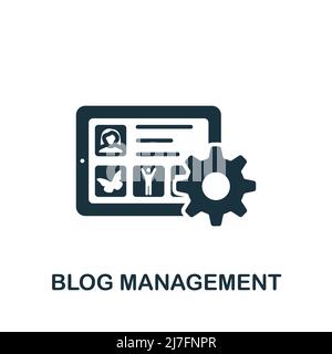 Symbol „Blog-Verwaltung“. Monochrom Simple Digital Marketing Icon für Vorlagen, Webdesign und Infografiken Stock Vektor