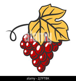 Illustration von Trauben aus roten Trauben. Bild der Weinkellerei für Restaurants und Bars. Geschäfts- und Agrarartikel. Stock Vektor