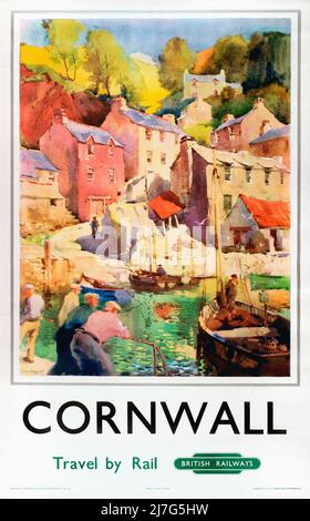 Vintage 1930s Travel Poster - Cornwall - Reisen mit der Bahn Stockfoto