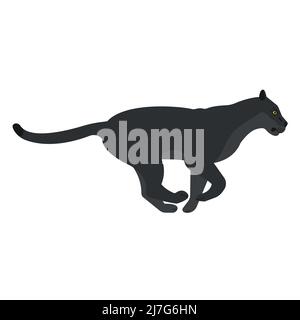 Vektor flach laufenden Panther isoliert auf weißem Hintergrund Stock Vektor