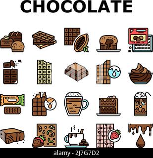 Chocolate Sweet Dessert And Drink Icons Set Vector Stock Vektor