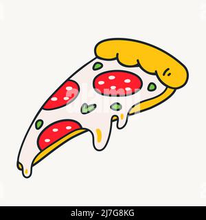 Cartoon-Vektor lustig niedlich Comic-Figuren, Pizza-Scheibe. Stock Vektor