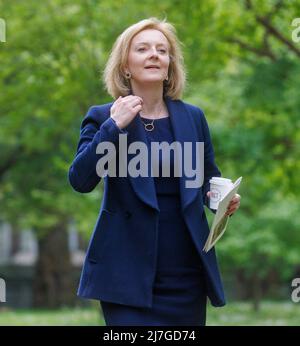 London, Großbritannien. 9.. Mai 2022. Die Außenministerin des Vereinigten Königreichs und nordirlands, Liz Truss, ist in Westminster auf der ganzen Welt. Kredit: Mark Thomas/Alamy Live Nachrichten Stockfoto