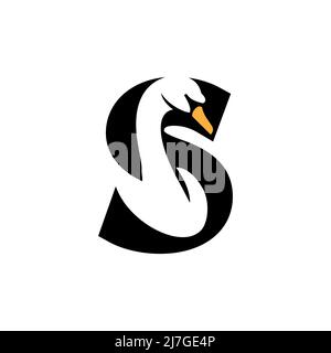 Buchstabe S, Swan Logo Designs Inspiration isoliert auf weißem Hintergrund Stockfoto