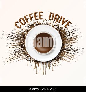 Fahren Sie braune Kaffeetasse Hintergrund Stock Vektor