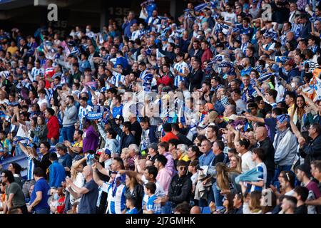 Unterstützer während des Liga-Spiels zwischen RCD Espanyol und CA Osasuna im RCDE Stadium in Cornella, Spanien. Stockfoto