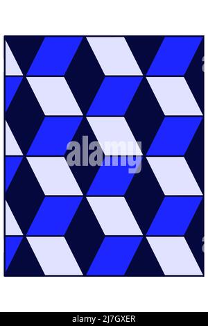 Vektorbild eines geometrischen Hintergrunds aus volumetrischen blauen Würfeln Stockfoto