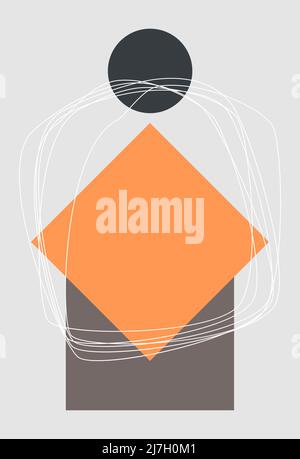 Wandkunst, minimalistischer abstrakter Kunsthintergrund. Abstraktes Design. Verschiedene Formen. Moderne Kunst isoliert Vektorgrafiken. Minimalistische geometrische Rahmen. Bo Stock Vektor