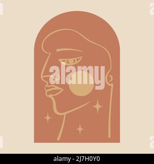 Eine Linie Zeichnung Mann Gesicht, abstrakt trendigen Stil Stock Vektor