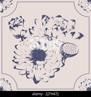 Vektor florale Fliese mit Lotusblumen Stock Vektor