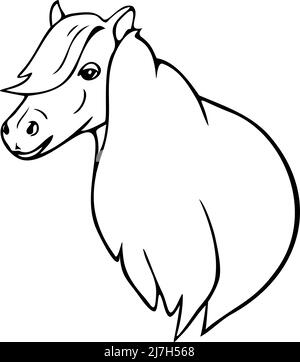 Vektor-Illustration mit Porträt des Pferdes. Schwarz-weißes Pferd. Stock Vektor