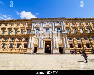 Palast von Karl V. - Alhambra Komplex - Granada, Spanien Stockfoto