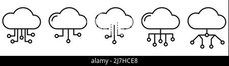 Symbol für die Cloud-Computing-Linie. Vektordarstellung auf weißem Hintergrund isoliert Stock Vektor