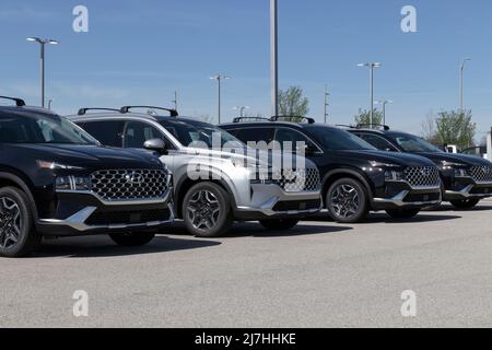 Noblesville - Ca. Mai 2022: Hyundai Motor Company Händler. Hyundai baut Fahrzeuge in Südkorea und Montgomery, Alabama. Stockfoto