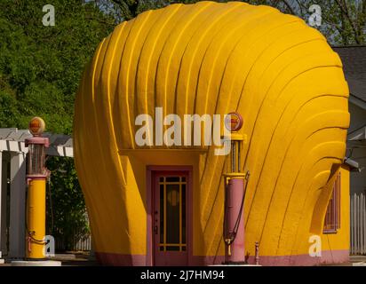 Alte Muschelgastankstelle in Winston Salem North Carolina Stockfoto