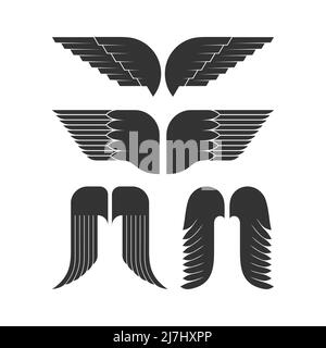 Vektor-Satz von Logos von Flügeln. Stock Vektor