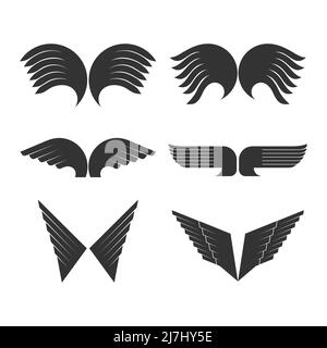 Vektor-Satz von Logos von Flügeln. Stock Vektor