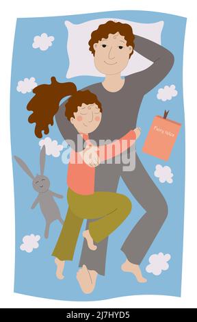 Vatertag. Vater und Tochter auf dem schlechten. Stock Vektor