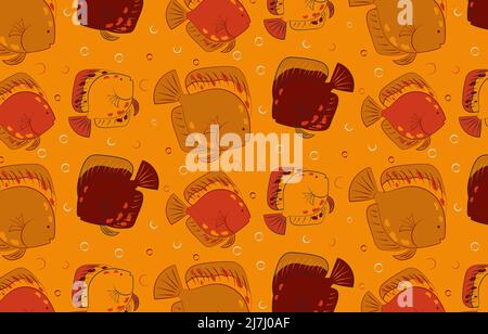 Schönes und helles Muster mit Diskusfischen. Stock Vektor