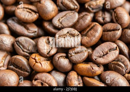 Geröstete Kaffeebohnen Hintergrund, Braun Kaffeebohnen für kann als Hintergrund verwendet werden Stockfoto