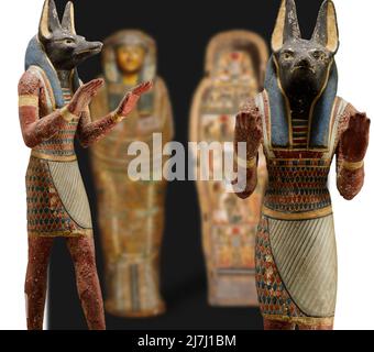 Anubis, der ägyptische gott der Mumifizierung und Friedhofs, Beschützer der Nekropole und der Welt der Toten Stockfoto