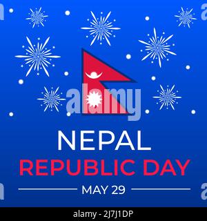 Banner zum Tag der Republik Nepal. Nationalfeiertag am 29. Mai. Vektor-Vorlage für Typografie Poster, Flyer, Postkarte, etc. Stock Vektor