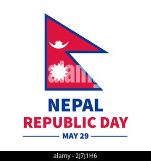 Typografie-Poster zum Tag der Republik Nepal. Nationalfeiertag am 29. Mai. Vektorvorlage für Banner, Flyer, Aufkleber, Hemd, Grußkarte, Postkarte Stock Vektor