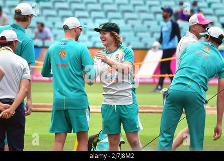 Will Pucovski hat sein Testdebüt für Australien beim dritten Test gegen Indien beim SCG gemacht. Regen stoppte das Spiel nach einer halben Stunde am ersten Tag. Mit: Will Pucovski wo: Sydney, Australien Wann: 07 Jan 2021 Credit: WENN.com Stockfoto