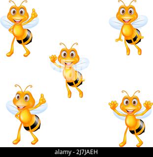 Cartoon niedliche Bienen mit diferent posieren Stock Vektor