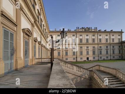 Architektur und Details der Villa reale, Palast, neoklassizistisches Gebäude im königlichen Park der Monza Stockfoto