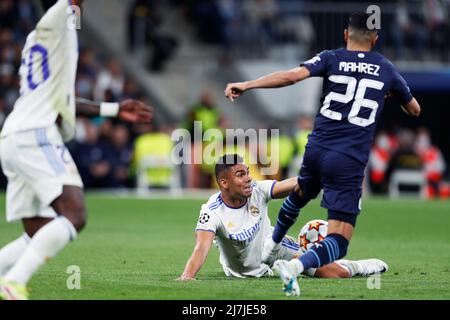 Madrid, Spanien. Kredit: D. 4. Mai, 2022. Casemiro (Real) Fußball/Fußball : UEFA Champions League Halbfinale, 2.-Bein-Spiel zwischen Real Madrid CF 3-1 Manchester City FC im Estadio Santiago Bernabeu in Madrid, Spanien. Quelle: D .Nakashima/AFLO/Alamy Live News Stockfoto