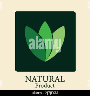 Natürliche Produkte natural.Logo natürlichen Vektor, Hintergrund schwarz rechteckigen Rahmen, Vektor-Illustration Stock Vektor