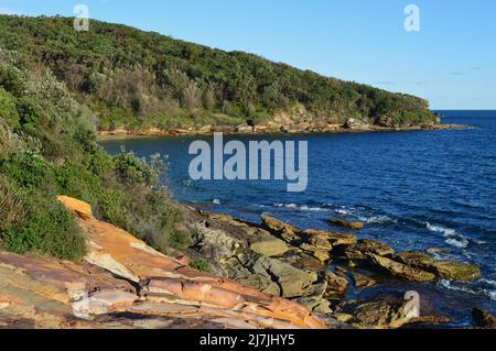 Blick auf den Little Congwong Beach in der Nähe von La Perouse in Sydney, Australien Stockfoto