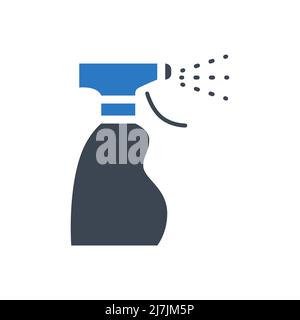 Symbol für eine Vektorglyphe für medizinisches Alkoholspray mit Desinfektionsmittel. Desinfektionsmittel-Schild. Symbol für Desinfektionsmittel. Isoliert auf weißem Hintergrund. Editierbare Vektorgrafik Stock Vektor