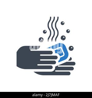 Symbol für Vektorgliphe mit Bezug zur Handwäsche Stock Vektor