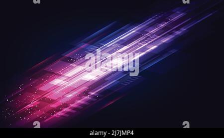 Moderner abstrakter geometrischer High-Speed-Lichteffekt. Technologie futuristisches dynamisches Bewegungsmuster für Banner- oder Poster-Design. Stock Vektor