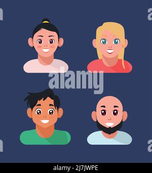Vier Prophile Bilder Avatare Stock Vektor