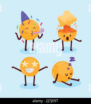 Emojis-Zeichen gruppieren Symbole Stock Vektor