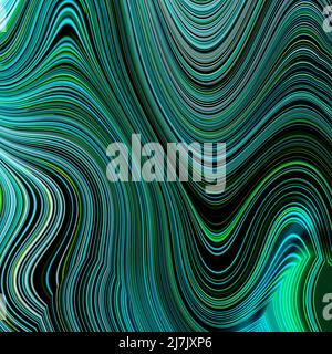 Helles, mehrfarbiges Neon-Leuchteffekt mit abstraktem Wellenmuster. Dynamische Bewegung. Stockfoto