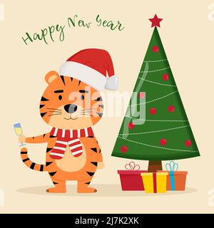 Frohes chinesisches Neujahrskarte. Jahr des Tigers Stock Vektor