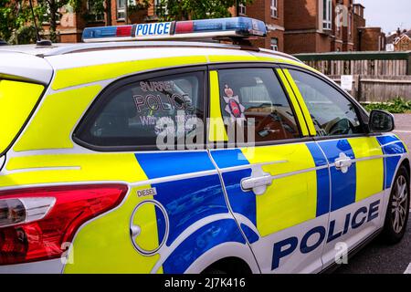 Epsom Surrey, London, Mai 09 2022, Polizei Patrol Squad Car Parked With No People Stockfoto