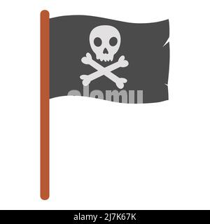 Piratenflagge isoliert auf weißem Hintergrund. Jolly roger. Flache Vektorgrafik. Stock Vektor