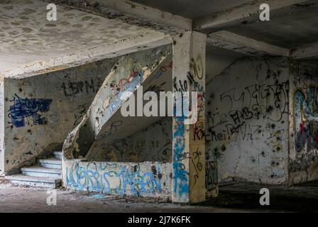 Gernrode Harz ehem. FDGB-Ferienheim FRITZ HECKERT Bildnr. 1552 erbaut 1952-54 vom Ingenieurbüro Maedecke Halle S Treppe im Eingangsrondell Stockfoto