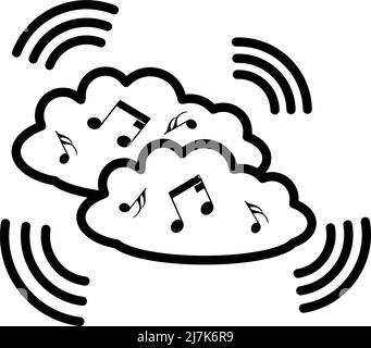 Music Cloud-Symbol. Auffälliges Design mit bearbeitbarer Konturbreite. Vektorgrafik. Stock Vektor